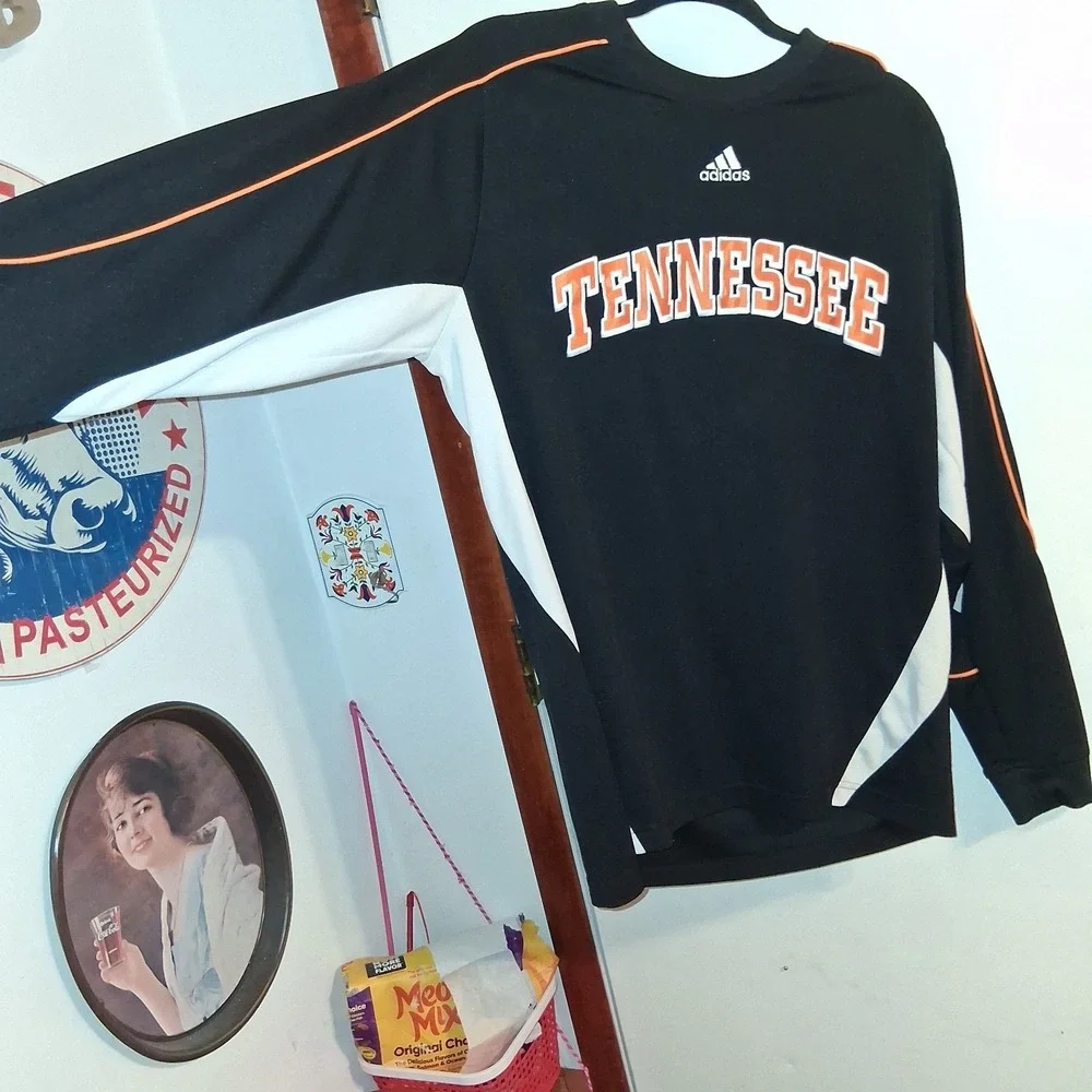 Vintage Y2K Tennessee Volunteers Jersey Men M Black Adidas Warm Up‎ Shirt EUC